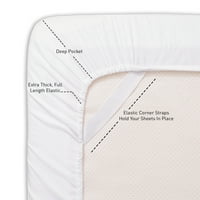 Слатка домашна колекција серија за кревети - Дополнителен мек микрофибер длабок џеб -лист - бел, близнак