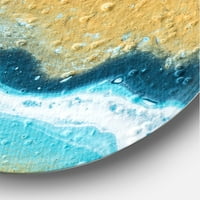 DesignArt 'Апстрактна композиција во сина и жолта vi' модерна метална wallидна уметност - диск од 36