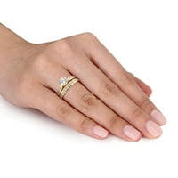 Miabella Women 2- Carat T.G.W. Кубна цирконија жолто злато блиц, позлатен сребрен невестински прстен