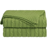 Единствени поволни цени памучен кабел плетено фрлање кревет зелено 60 78
