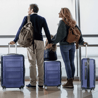 Комплети за багаж, комплет за куфери на ABS Hardside, заклучување на TSA, сина боја