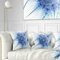 Дизајнрт симетричен сина фрактална цвет на бело - апстрактно фрлање перница - 18х18
