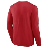 Машка фанатици брендирана маица со долг ракав на црвениот Вашингтон