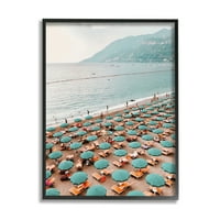 Чадори на плажата на плажата крајбрежен одмор пејзаж фотографија црна врамена уметничка печатена wallидна