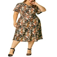 Уникатни поволни цени јуниори плус големина кратки ракави пламен миди цветен фустан