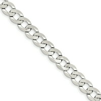 Primal Silver Severling Silver Silver Silver Link Flat Lather Curb нараквица