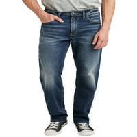 Сребрени фармерки копродукции машки ловци атлетски вклопувани фармерки со нозе, големини на половината 30-42