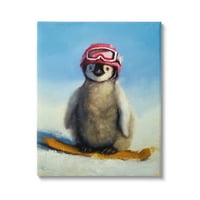 Службени индустрии Снежен пингвин пилешко сноубординг спортски црвени очила платно wallидна уметност, 48, дизајн од Лусија Хефернан