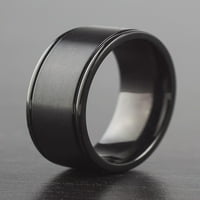 Крајбрежен накит црно позлатено четкан соболен ринг од титаниум