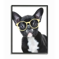 Supleple Industries софистицирано кученце куче Француски булдог очила врамени wallидни уметности дизајн од