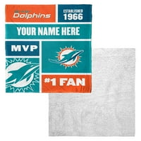 Мајами делфини NFL Colorblock персонализиран свилен допир Шерпа 50 60 Фрли ќебе